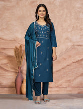 Salwar Love Jasmin Kurta Set – Elegant Cotton Blend Kurta with Silk Dupatta (Fully Stitched)