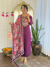 SalwarLove Festive Wear Purple Kurti Set with Heavy Embroidery & Vibrant Dupatta.