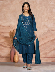 Salwar Love Jasmin Kurta Set – Elegant Cotton Blend Kurta with Silk Dupatta (Fully Stitched)