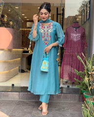 SalwarLove Dreamy Teal Look π | Embroidered Kurta with Scallop Dupatta.