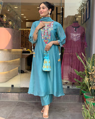 SalwarLove Dreamy Teal Look π | Embroidered Kurta with Scallop Dupatta.
