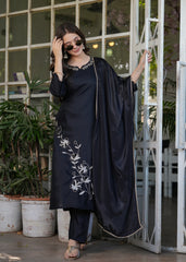 SalwarLove Classic Embroidered Black Salwar Suit with Dyable Bottom & Dupatta.