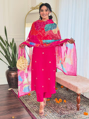 SalwarLove Vibrant Pink Indian Ethnic Set with Dupatta – Perfect for Wedding & Functions.
