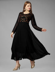 SalwarLove Full Stitched Gown Sophisticated Charm | Elegant Flow | Fully Stitched | Festive Wear-Black