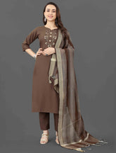 SalwarLove Effortless Chic – Daily Wear Mirror Kurta Set-Brown