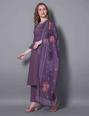 SalwarLove Timeless Touch Emerald Kurta & Dupatta Combo-Lavandar