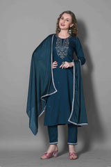 SalwarLove Indigo Muse – Embroidered Kurta Set for Festive Wear Sophisticated | Traditional Touch | Party Ready-Indigo