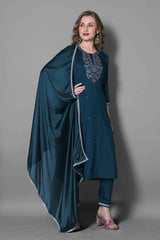 SalwarLove Indigo Muse – Embroidered Kurta Set for Festive Wear Sophisticated | Traditional Touch | Party Ready-Indigo