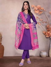 SalwarLove Magenta Magic – Designer Kurta Set with with Vibrant Dupatta for Women-Purple