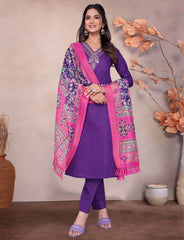 SalwarLove Magenta Magic – Designer Kurta Set with with Vibrant Dupatta for Women-Purple