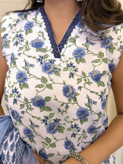 SalwarLove Elegant Cotton Slub Suit Set for Women with Floral Print, One-Side Pocket & Chanderi Dupatta.