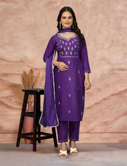 SalwarLove Embroidered Kurta Pant Set With Dupatta. Royal Bloom: Mirror Work Suit for Special Occasions