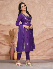 SalwarLove Embroidered Kurta Pant Set With Dupatta. Royal Bloom: Mirror Work Suit for Special Occasions