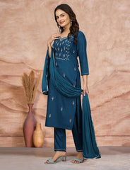 Salwar Love Jasmin Kurta Set – Elegant Cotton Blend Kurta with Silk Dupatta (Fully Stitched)