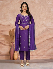 SalwarLove Embroidered Kurta Pant Set With Dupatta. Royal Bloom: Mirror Work Suit for Special Occasions