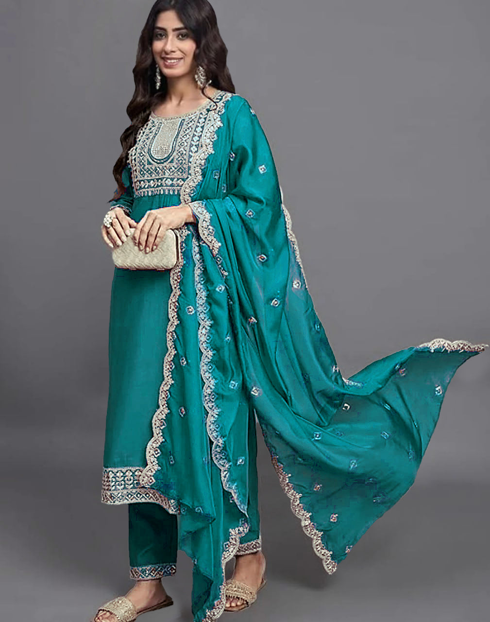 SalwarLove  Premium Embroidered Kurta, Pant & Dupatta | Rich Silk Blend Elegance