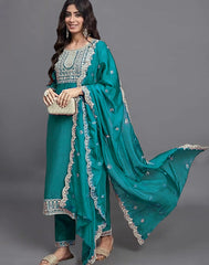 SalwarLove  Premium Embroidered Kurta, Pant & Dupatta | Rich Silk Blend Elegance