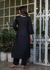 SalwarLove Classic Embroidered Black Salwar Suit with Dyable Bottom & Dupatta.