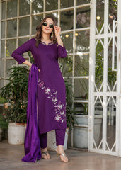 SalwarLove Trendy Purple Kurta Set with Chinon Dupatta – Festive & Casual Wear.