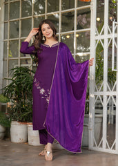SalwarLove Trendy Purple Kurta Set with Chinon Dupatta – Festive & Casual Wear.