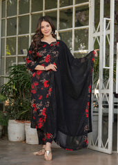 SalwarLove Graceful Floral Black Suit Set with Soft Dupatta – Must-Have Style.