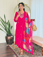 SalwarLove Vibrant Pink Indian Ethnic Set with Dupatta – Perfect for Wedding & Functions.