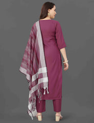 SalvarLove Grace in Purple– Embroidered Kurta Set with Dupatta-Purple