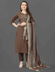 SalwarLove Effortless Chic – Daily Wear Mirror Kurta Set-Brown