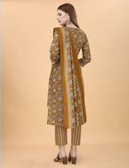 SalwarLove Fully Stitched Cotton Blend Kurta, Pant & Dupatta Set | Ethnic Everyday Elegance-Yellow