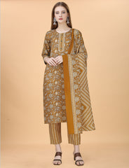 SalwarLove Fully Stitched Cotton Blend Kurta, Pant & Dupatta Set | Ethnic Everyday Elegance-Yellow