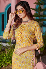 SalwarLove Printed Radiance: Mustard Magic Ethnic Set.