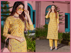 SalwarLove Printed Radiance: Mustard Magic Ethnic Set.