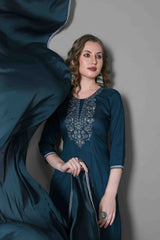 SalwarLove Indigo Muse – Embroidered Kurta Set for Festive Wear Sophisticated | Traditional Touch | Party Ready-Indigo