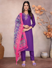 SalwarLove Magenta Magic – Designer Kurta Set with with Vibrant Dupatta for Women-Purple