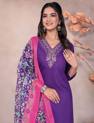 SalwarLove Magenta Magic – Designer Kurta Set with with Vibrant Dupatta for Women-Purple