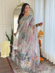 SalwarLove Women's Pista BSY Viscose Embroidered Straight Kurta with BSY Viscose Pant And Organza Printed Dupatta Sets.