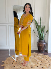 SalwarLove Women's BSY Viscose Embroidered Straight Kurta with BSY Viscose Pant And Taby Printed Dupatta Sets.