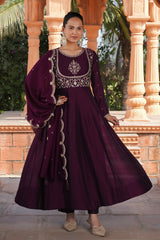 SalwarLove Wedding & Festival Ready – Vichitra Silk Maroon Kurti Set with Dupatta.