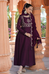 SalwarLove Wedding & Festival Ready – Vichitra Silk Maroon Kurti Set with Dupatta.